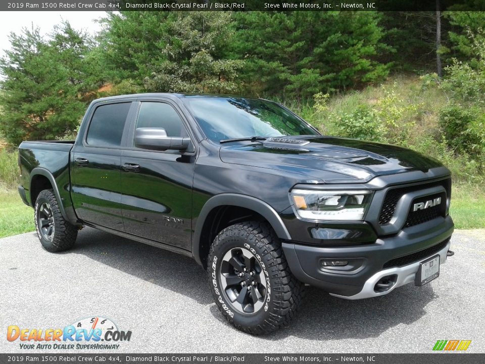 2019 Ram 1500 Rebel Crew Cab 4x4 Diamond Black Crystal Pearl / Black/Red Photo #4