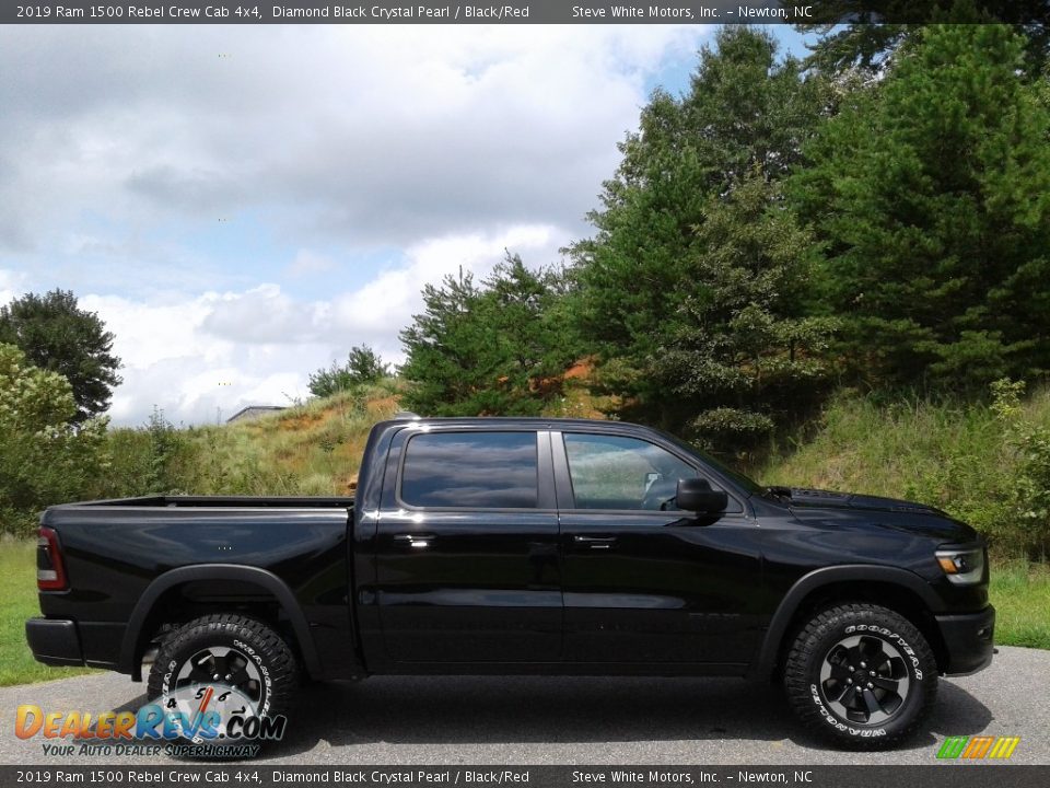 2019 Ram 1500 Rebel Crew Cab 4x4 Diamond Black Crystal Pearl / Black/Red Photo #5
