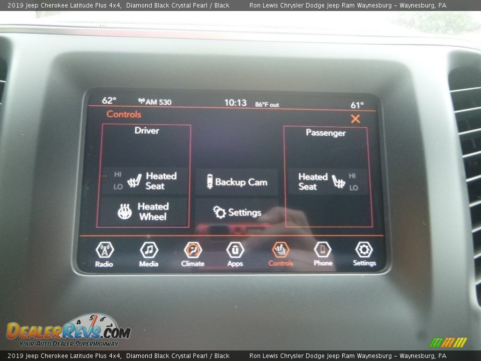 2019 Jeep Cherokee Latitude Plus 4x4 Diamond Black Crystal Pearl / Black Photo #17