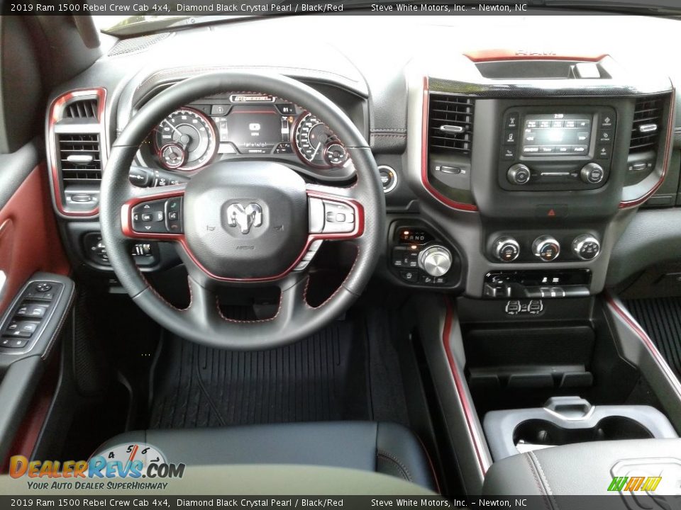 2019 Ram 1500 Rebel Crew Cab 4x4 Diamond Black Crystal Pearl / Black/Red Photo #27