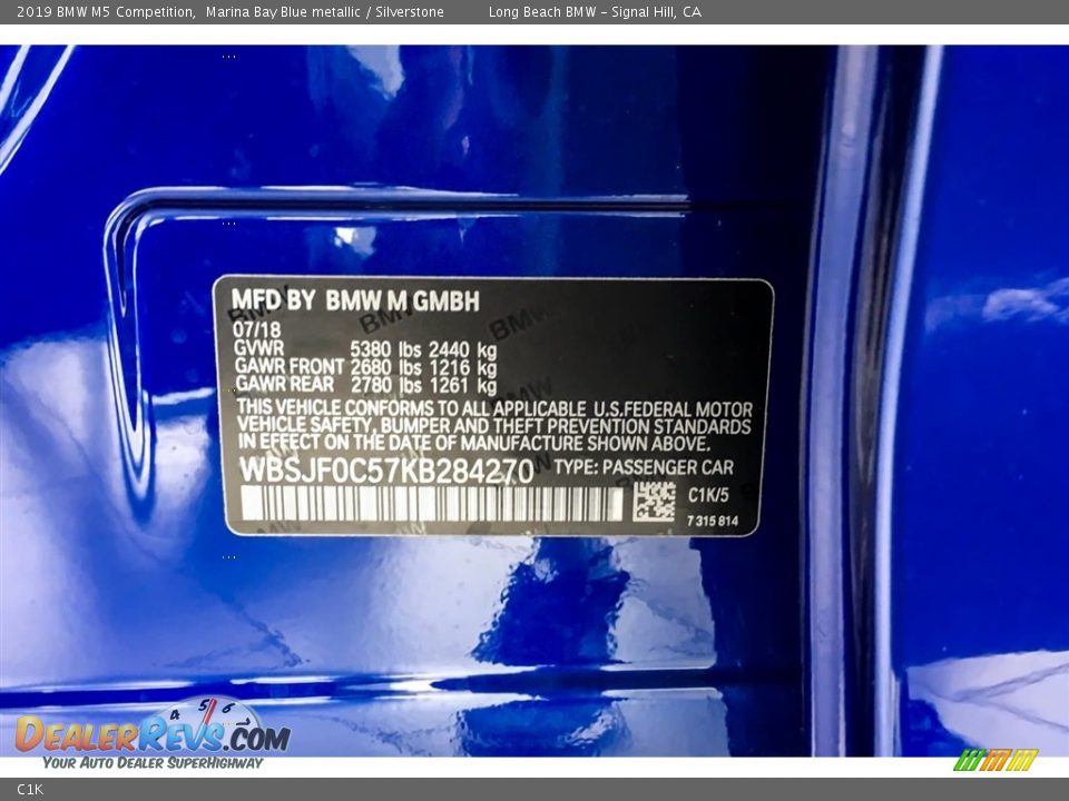 BMW Color Code C1K Marina Bay Blue metallic