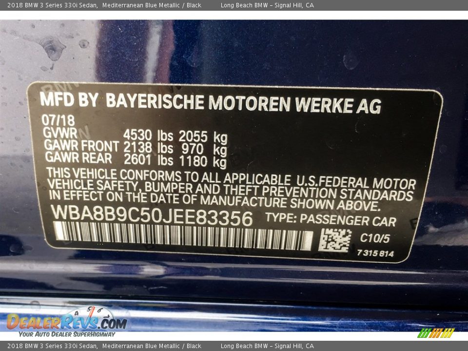 2018 BMW 3 Series 330i Sedan Mediterranean Blue Metallic / Black Photo #11
