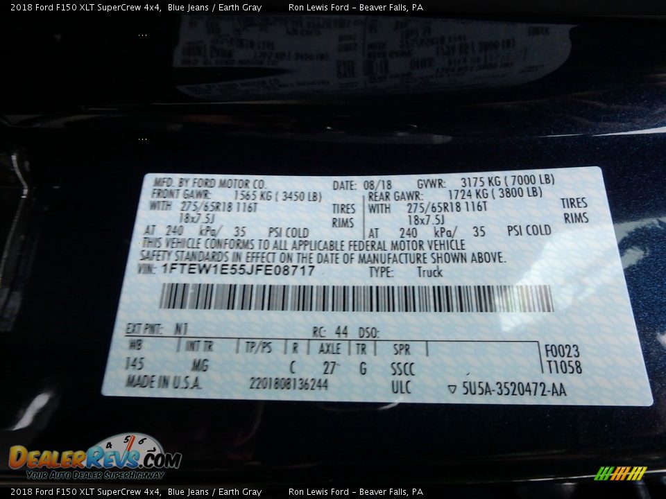2018 Ford F150 XLT SuperCrew 4x4 Blue Jeans / Earth Gray Photo #15