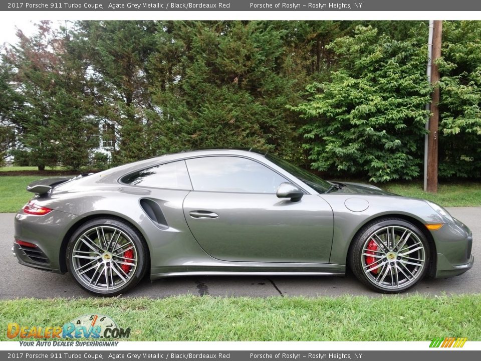 2017 Porsche 911 Turbo Coupe Agate Grey Metallic / Black/Bordeaux Red Photo #7