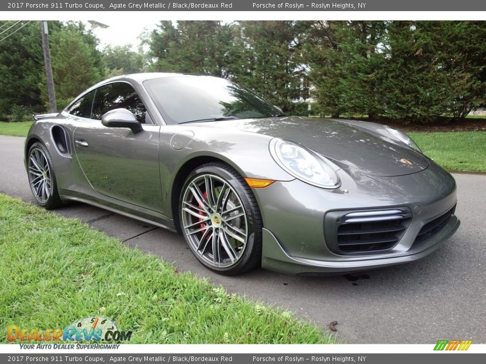 2017 Porsche 911 Turbo Coupe Agate Grey Metallic / Black/Bordeaux Red Photo #8