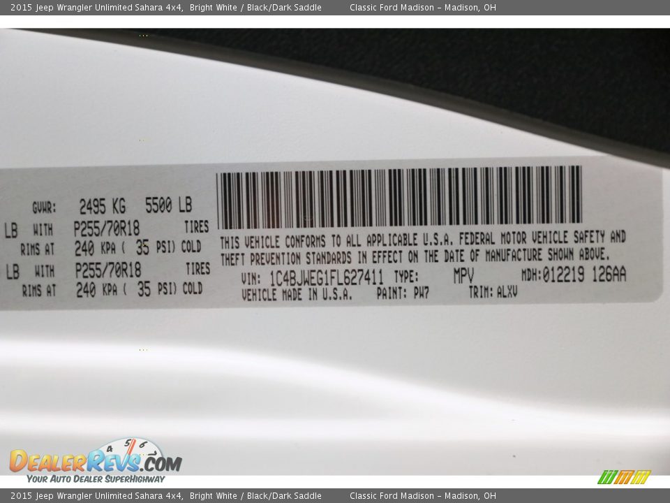 2015 Jeep Wrangler Unlimited Sahara 4x4 Bright White / Black/Dark Saddle Photo #23