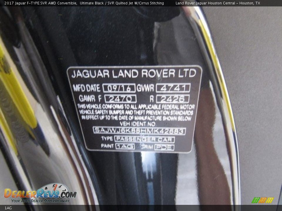 Jaguar Color Code 1AG Ultimate Black