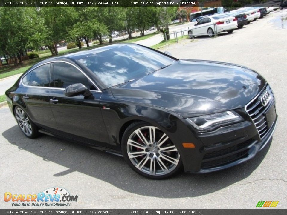 2012 Audi A7 3.0T quattro Prestige Brilliant Black / Velvet Beige Photo #3