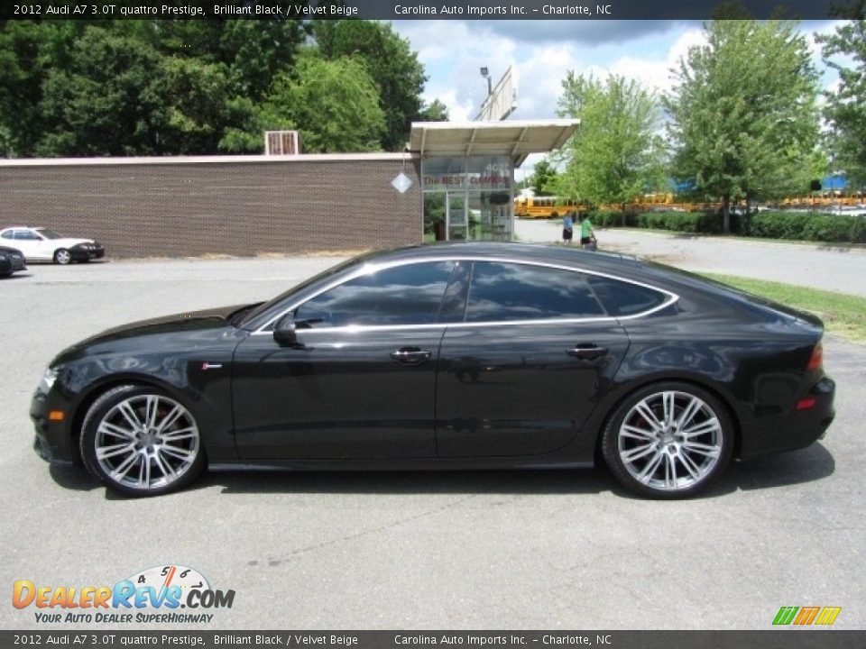 2012 Audi A7 3.0T quattro Prestige Brilliant Black / Velvet Beige Photo #7