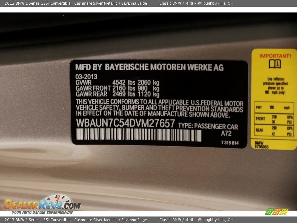 2013 BMW 1 Series 135i Convertible Cashmere Silver Metallic / Savanna Beige Photo #20