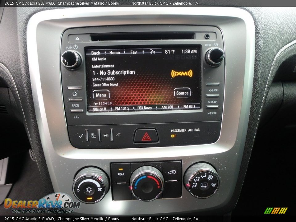 2015 GMC Acadia SLE AWD Champagne Silver Metallic / Ebony Photo #27