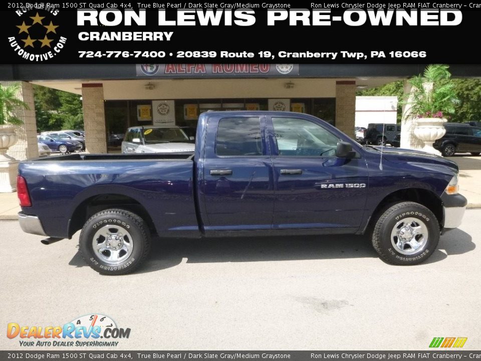 2012 Dodge Ram 1500 ST Quad Cab 4x4 True Blue Pearl / Dark Slate Gray/Medium Graystone Photo #1