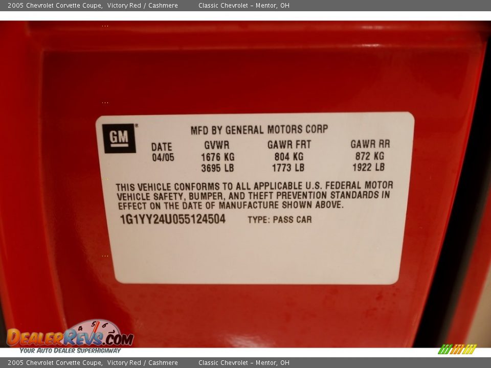 2005 Chevrolet Corvette Coupe Victory Red / Cashmere Photo #25