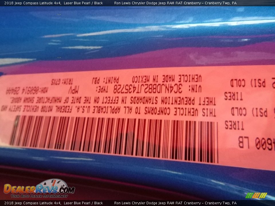 2018 Jeep Compass Latitude 4x4 Laser Blue Pearl / Black Photo #12