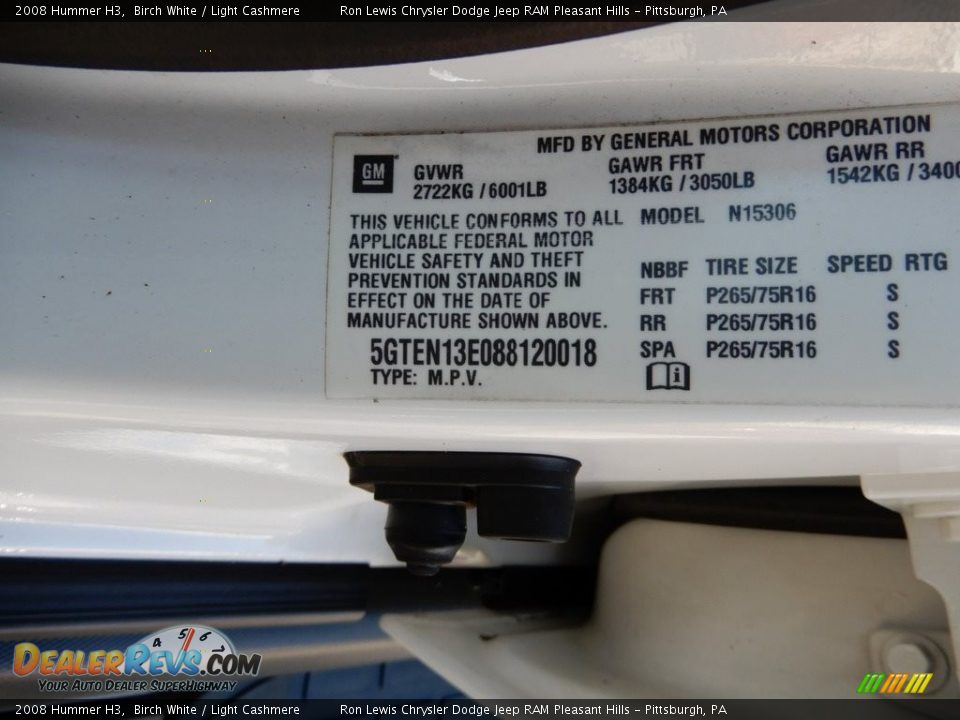 2008 Hummer H3 Birch White / Light Cashmere Photo #15