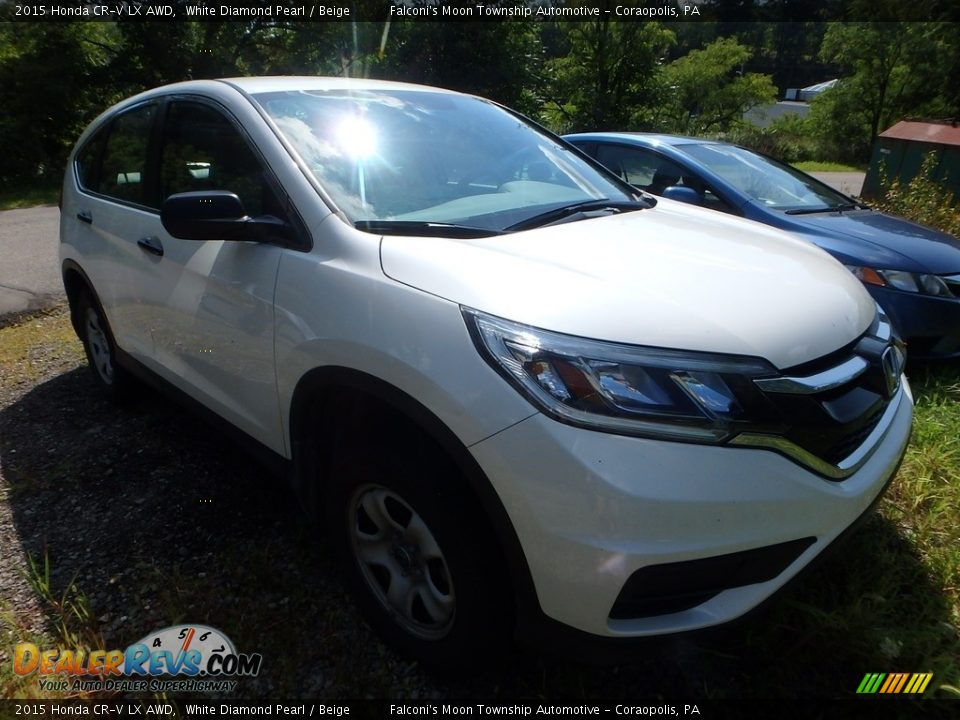 2015 Honda CR-V LX AWD White Diamond Pearl / Beige Photo #4