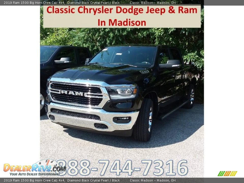 2019 Ram 1500 Big Horn Crew Cab 4x4 Diamond Black Crystal Pearl / Black Photo #1