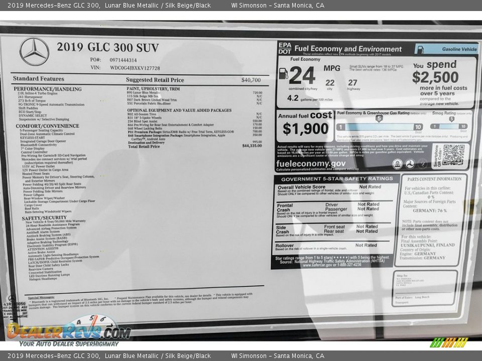 2019 Mercedes-Benz GLC 300 Lunar Blue Metallic / Silk Beige/Black Photo #10