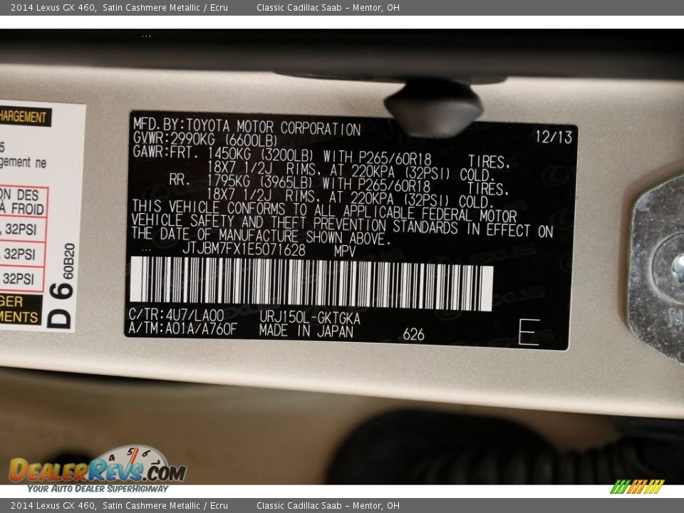 2014 Lexus GX 460 Satin Cashmere Metallic / Ecru Photo #27