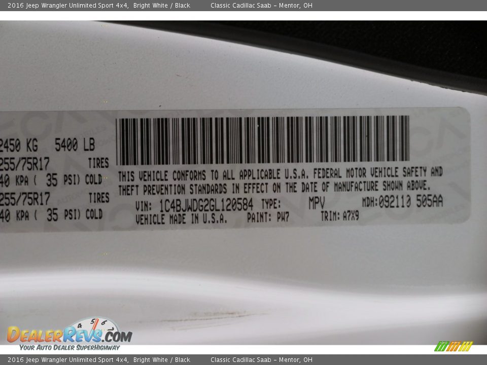 2016 Jeep Wrangler Unlimited Sport 4x4 Bright White / Black Photo #22