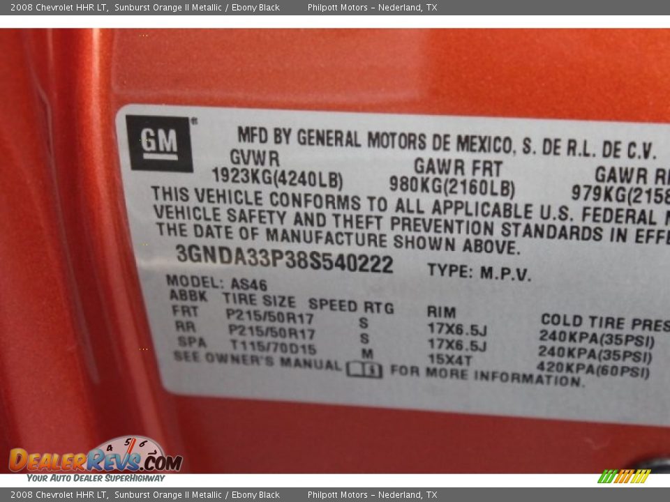 2008 Chevrolet HHR LT Sunburst Orange II Metallic / Ebony Black Photo #32