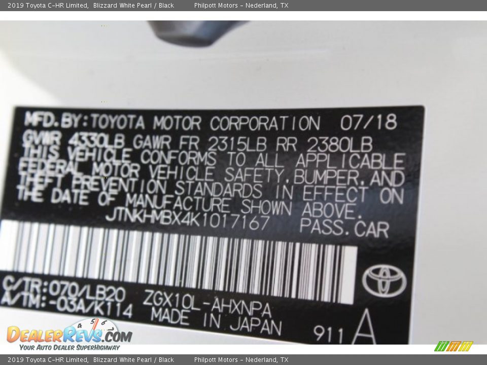 2019 Toyota C-HR Limited Blizzard White Pearl / Black Photo #36
