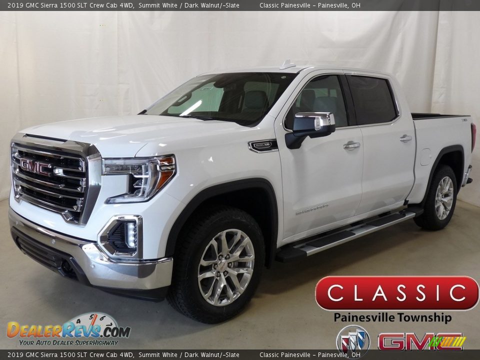 2019 GMC Sierra 1500 SLT Crew Cab 4WD Summit White / Dark Walnut/­Slate Photo #1