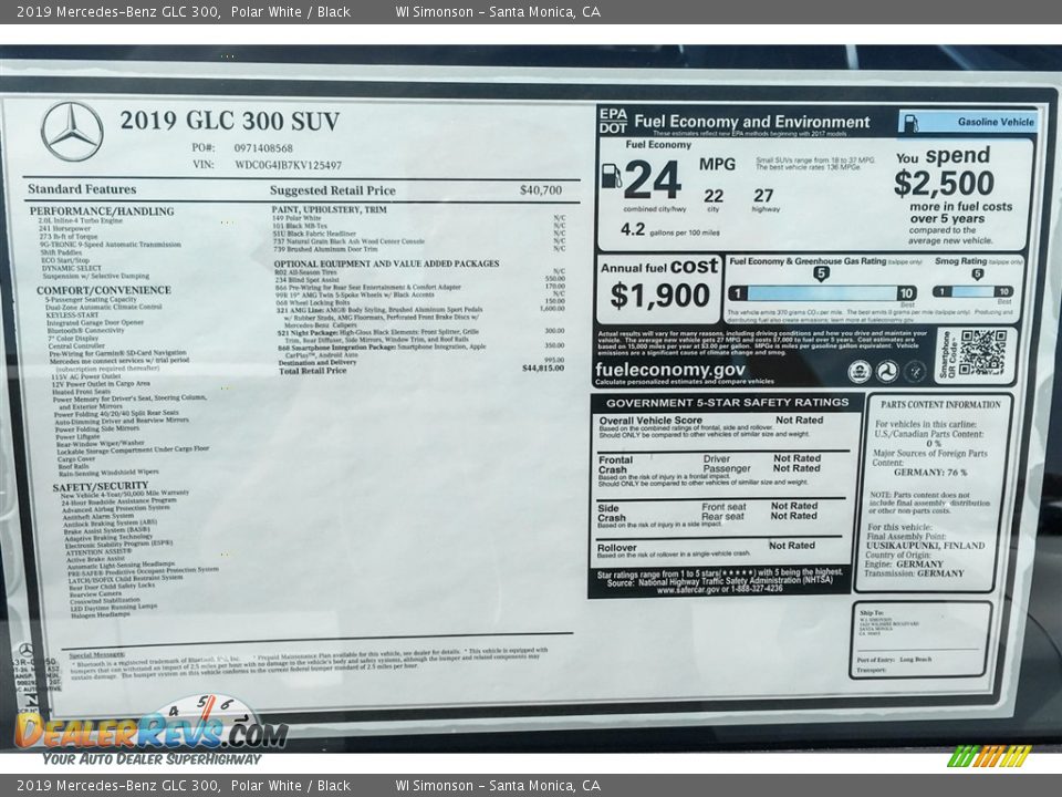 2019 Mercedes-Benz GLC 300 Polar White / Black Photo #10