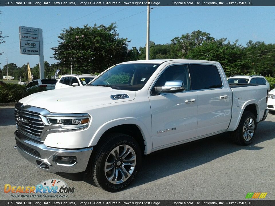 2019 Ram 1500 Long Horn Crew Cab 4x4 Ivory Tri–Coat / Mountain Brown/Light Frost Beige Photo #1