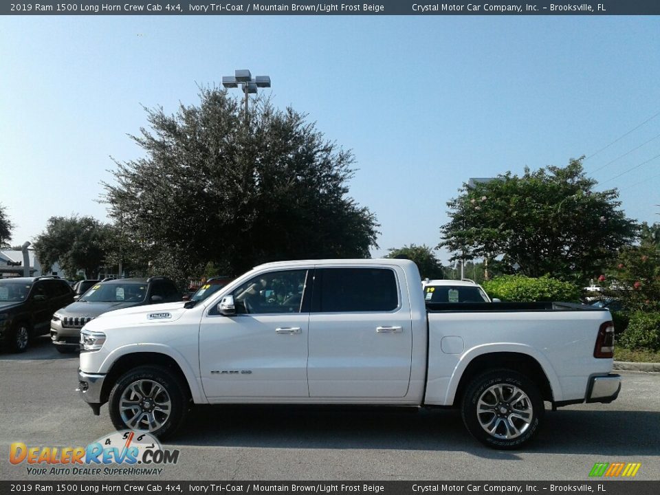 2019 Ram 1500 Long Horn Crew Cab 4x4 Ivory Tri–Coat / Mountain Brown/Light Frost Beige Photo #2
