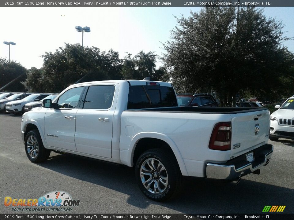 2019 Ram 1500 Long Horn Crew Cab 4x4 Ivory Tri–Coat / Mountain Brown/Light Frost Beige Photo #3