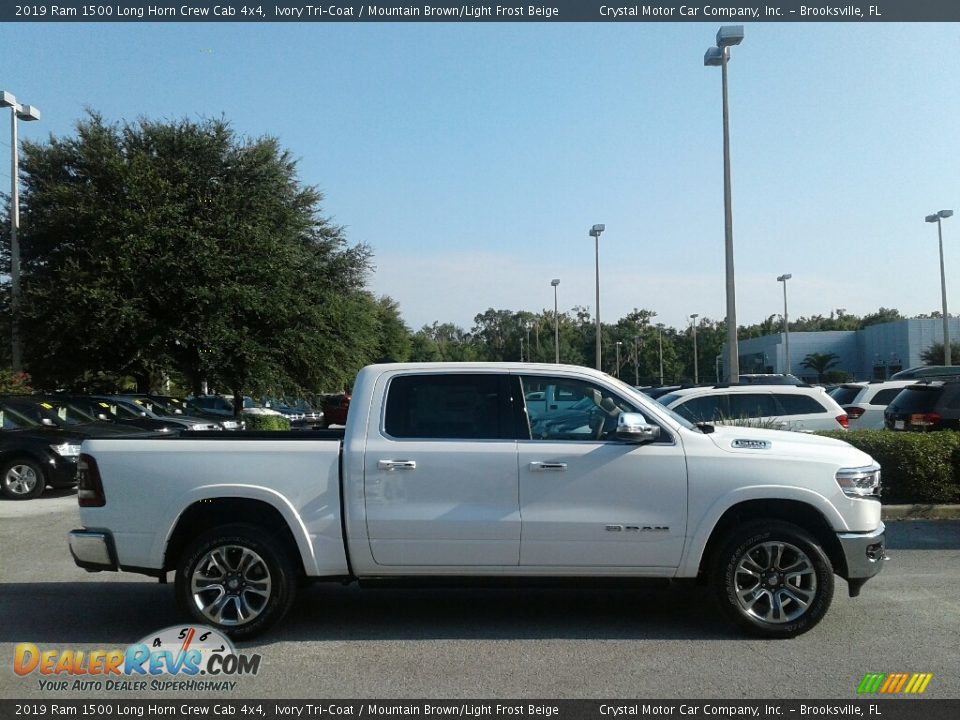 2019 Ram 1500 Long Horn Crew Cab 4x4 Ivory Tri–Coat / Mountain Brown/Light Frost Beige Photo #6