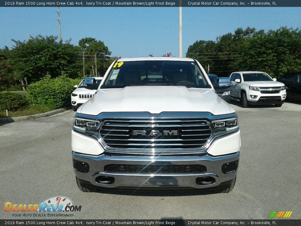 2019 Ram 1500 Long Horn Crew Cab 4x4 Ivory Tri–Coat / Mountain Brown/Light Frost Beige Photo #8