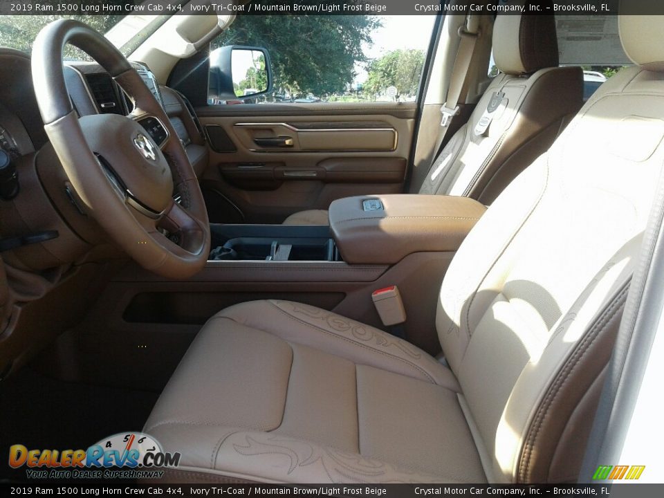 2019 Ram 1500 Long Horn Crew Cab 4x4 Ivory Tri–Coat / Mountain Brown/Light Frost Beige Photo #9