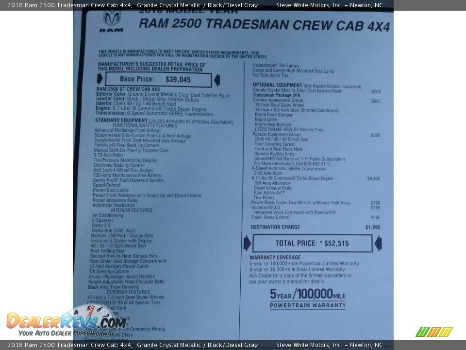 2018 Ram 2500 Tradesman Crew Cab 4x4 Granite Crystal Metallic / Black/Diesel Gray Photo #30