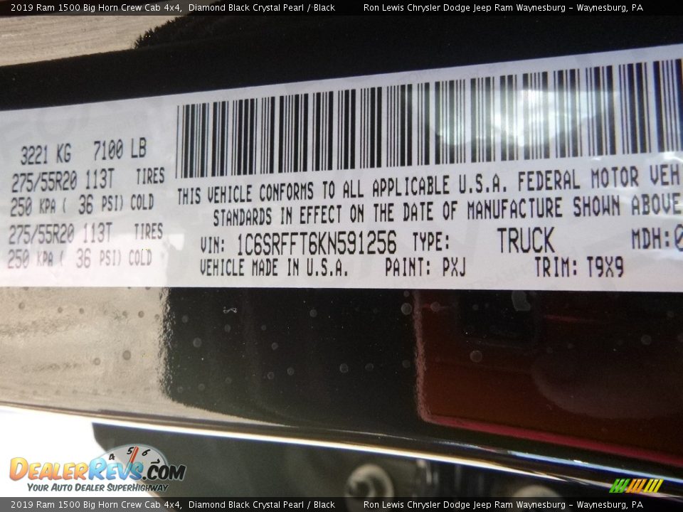 2019 Ram 1500 Big Horn Crew Cab 4x4 Diamond Black Crystal Pearl / Black Photo #12