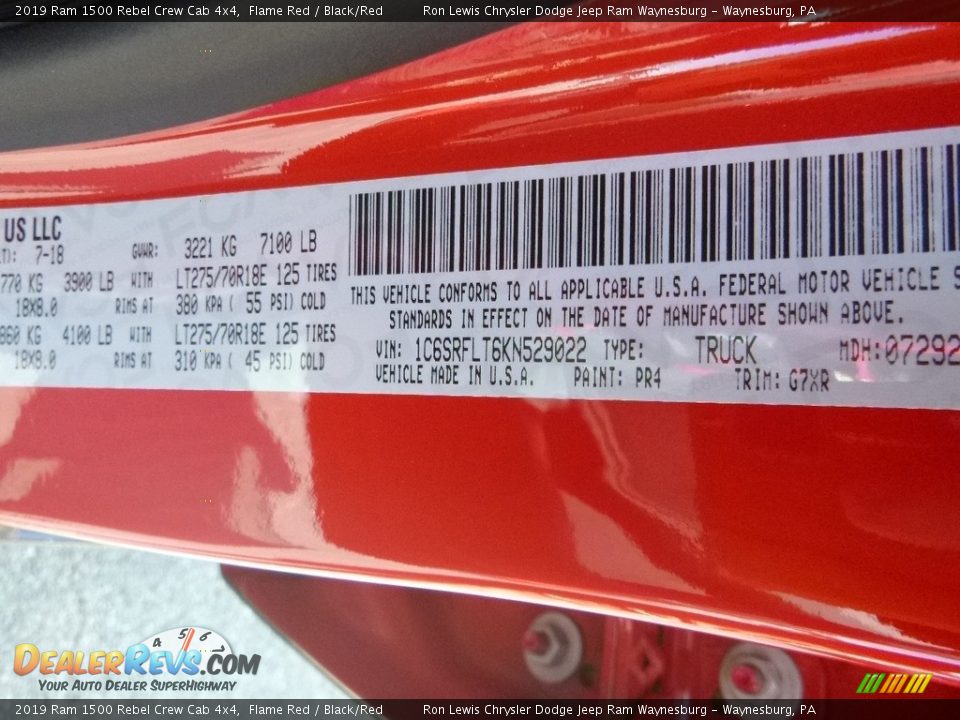 2019 Ram 1500 Rebel Crew Cab 4x4 Flame Red / Black/Red Photo #16