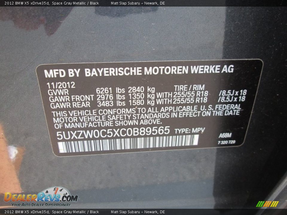 2012 BMW X5 xDrive35d Space Gray Metallic / Black Photo #30