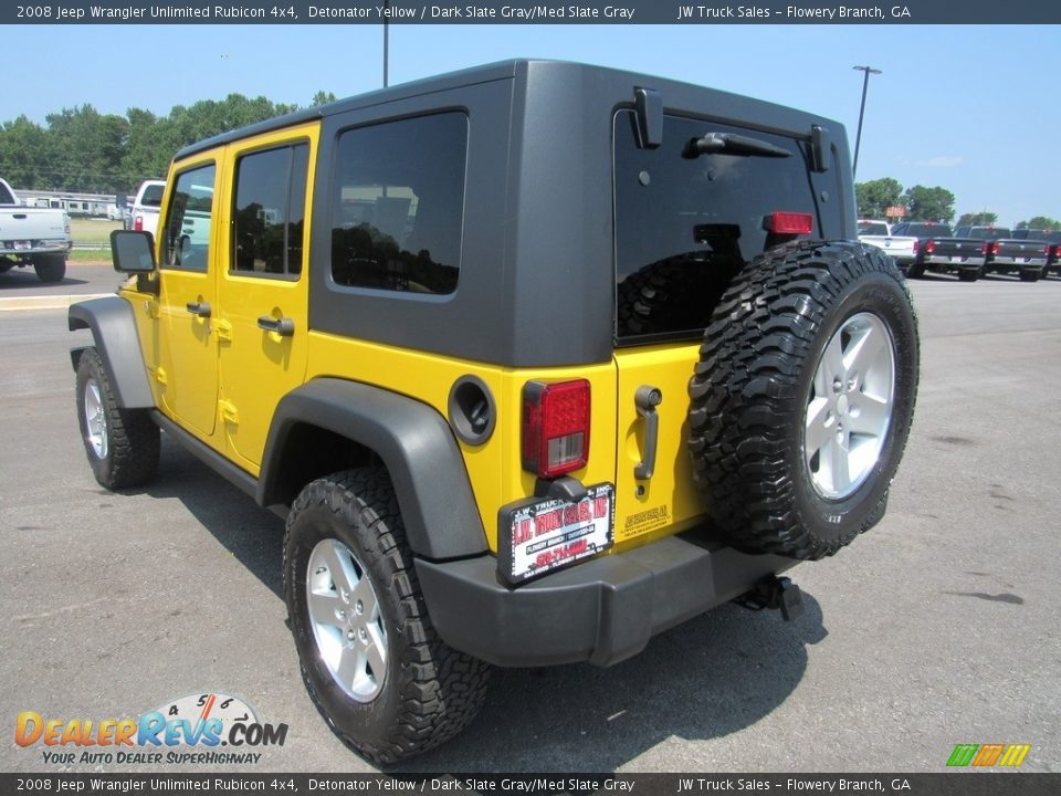 2008 Jeep Wrangler Unlimited Rubicon 4x4 Detonator Yellow / Dark Slate Gray/Med Slate Gray Photo #3