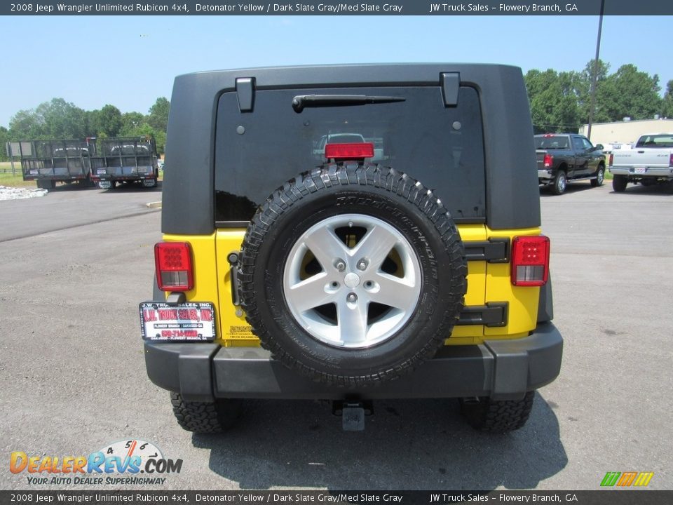 2008 Jeep Wrangler Unlimited Rubicon 4x4 Detonator Yellow / Dark Slate Gray/Med Slate Gray Photo #4