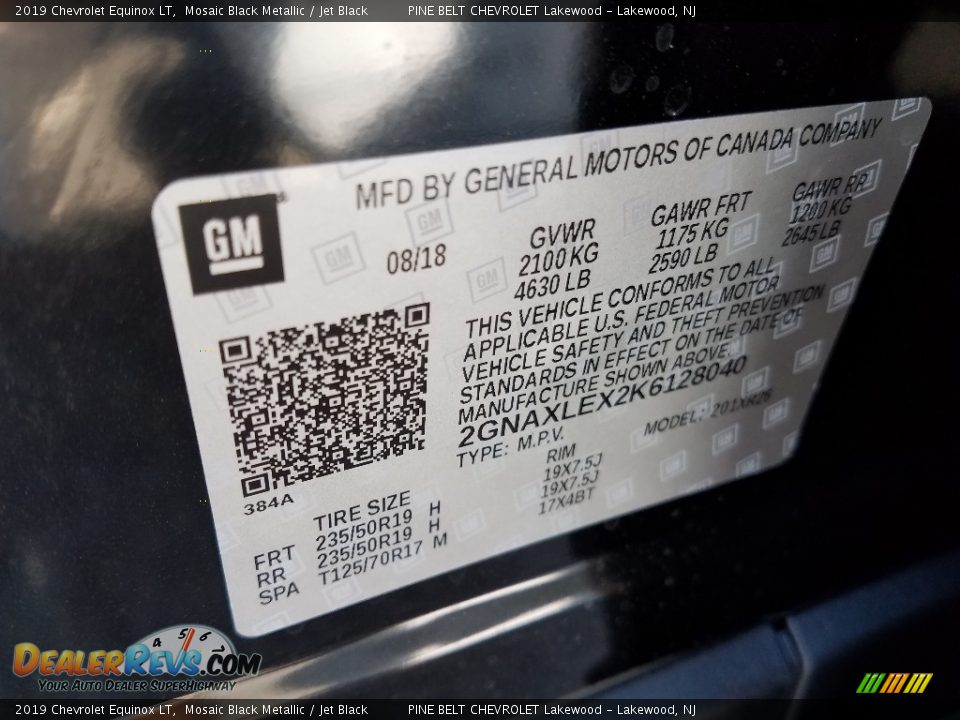 2019 Chevrolet Equinox LT Mosaic Black Metallic / Jet Black Photo #9