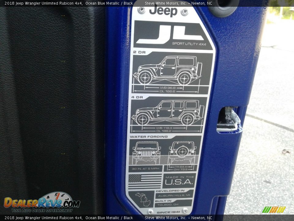 2018 Jeep Wrangler Unlimited Rubicon 4x4 Ocean Blue Metallic / Black Photo #15