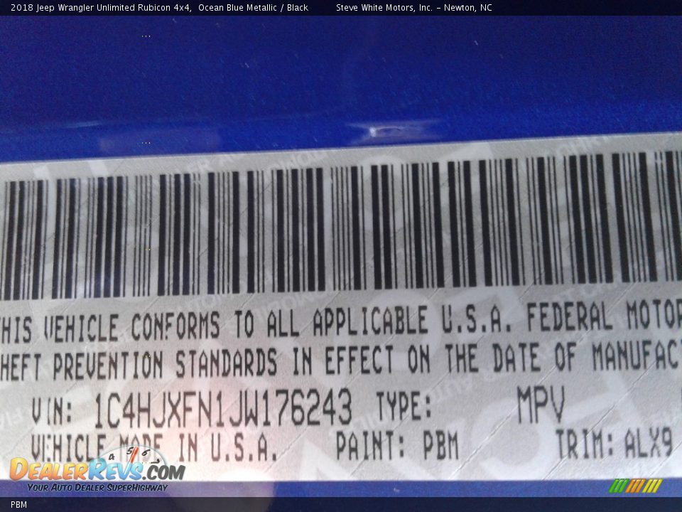 Jeep Color Code PBM Ocean Blue Metallic