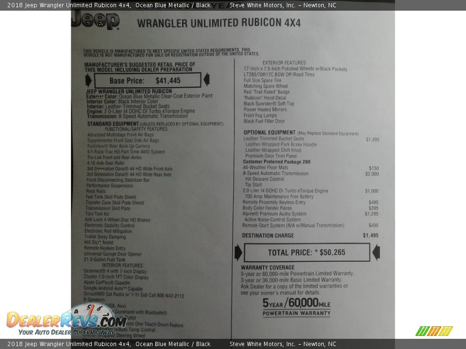 2018 Jeep Wrangler Unlimited Rubicon 4x4 Ocean Blue Metallic / Black Photo #36