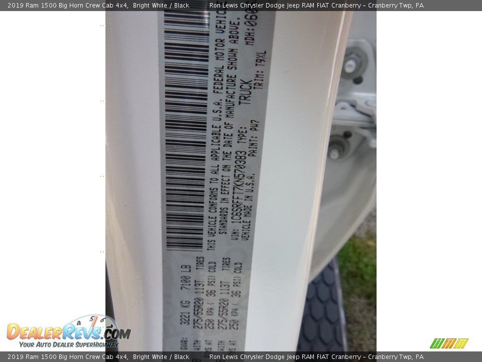 2019 Ram 1500 Big Horn Crew Cab 4x4 Bright White / Black Photo #14