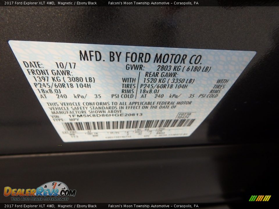 2017 Ford Explorer XLT 4WD Magnetic / Ebony Black Photo #23