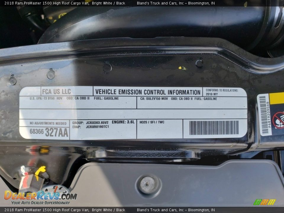 2018 Ram ProMaster 1500 High Roof Cargo Van Bright White / Black Photo #33