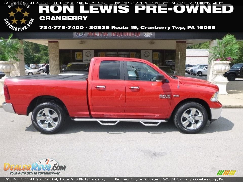 2013 Ram 1500 SLT Quad Cab 4x4 Flame Red / Black/Diesel Gray Photo #1