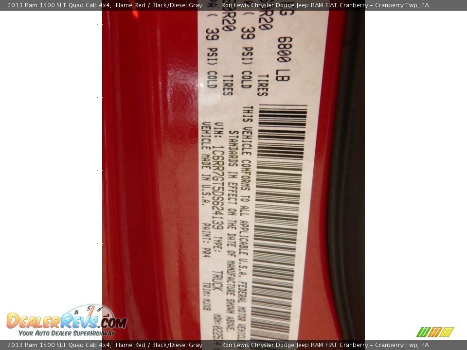 2013 Ram 1500 SLT Quad Cab 4x4 Flame Red / Black/Diesel Gray Photo #16