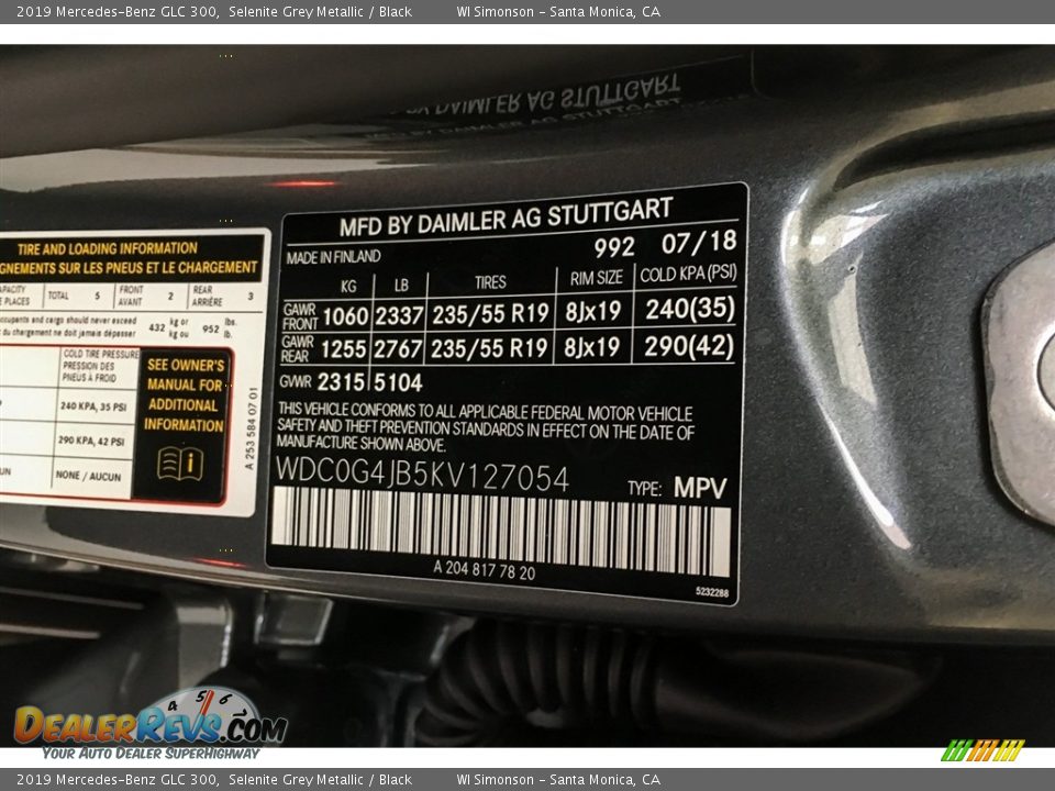 2019 Mercedes-Benz GLC 300 Selenite Grey Metallic / Black Photo #11